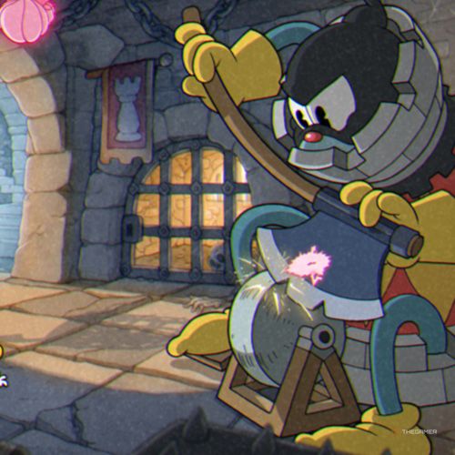 Ms Chalice is fighting against the Rook in Cuphead