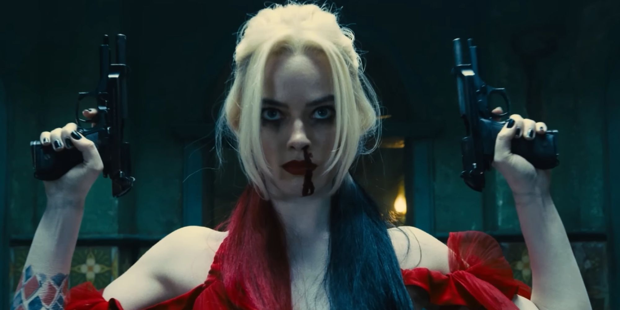 Harley Quinn with twin pistols in The Suicide Squad