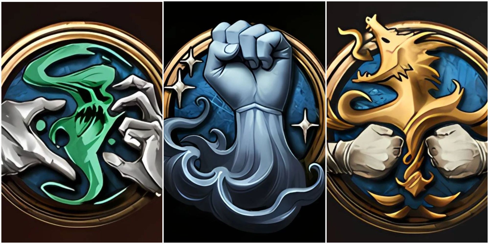 An image of three Monk subclass logos from mods for Baldur's Gate 3