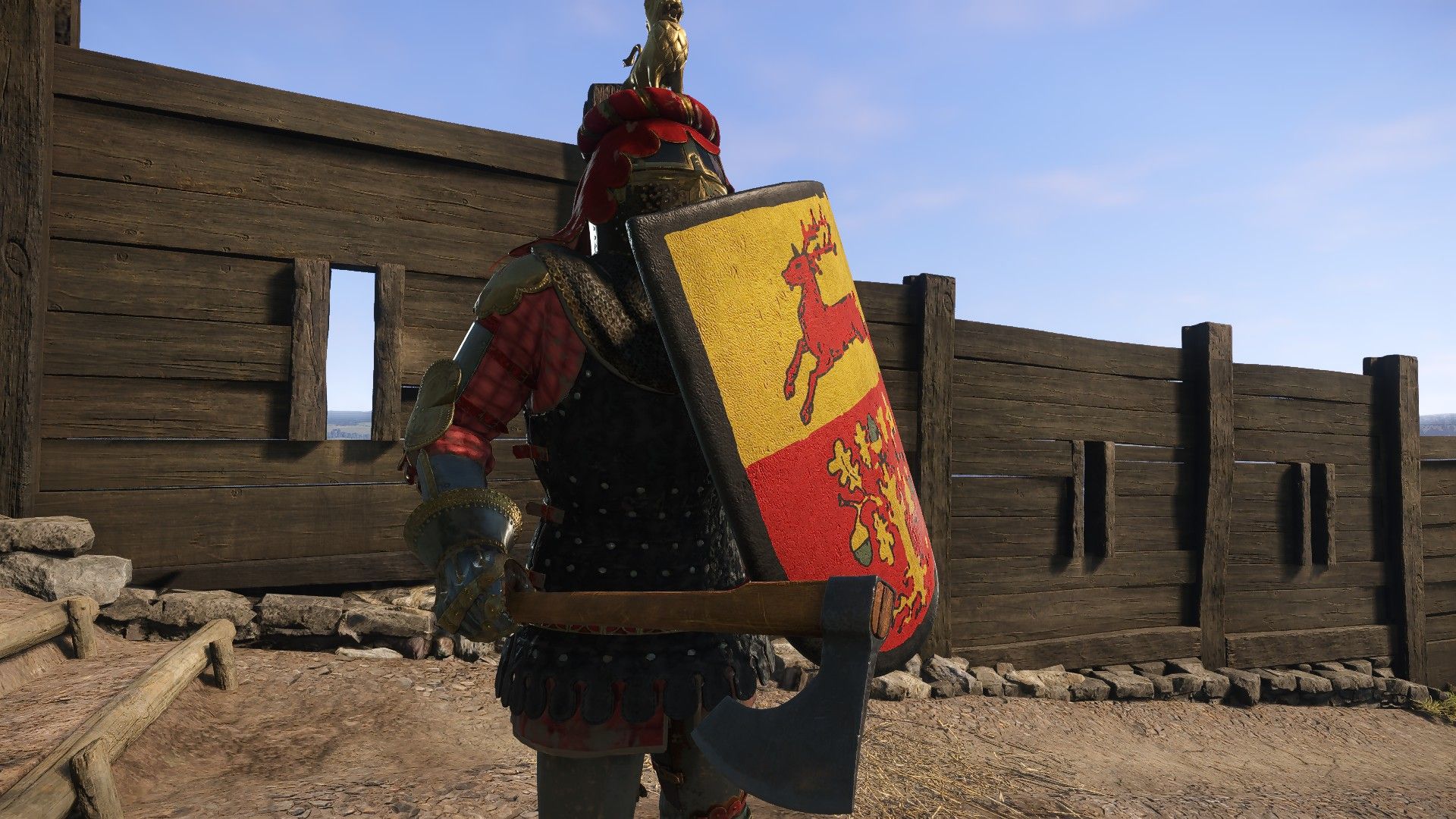 An executioner's axe and shield in KCD2