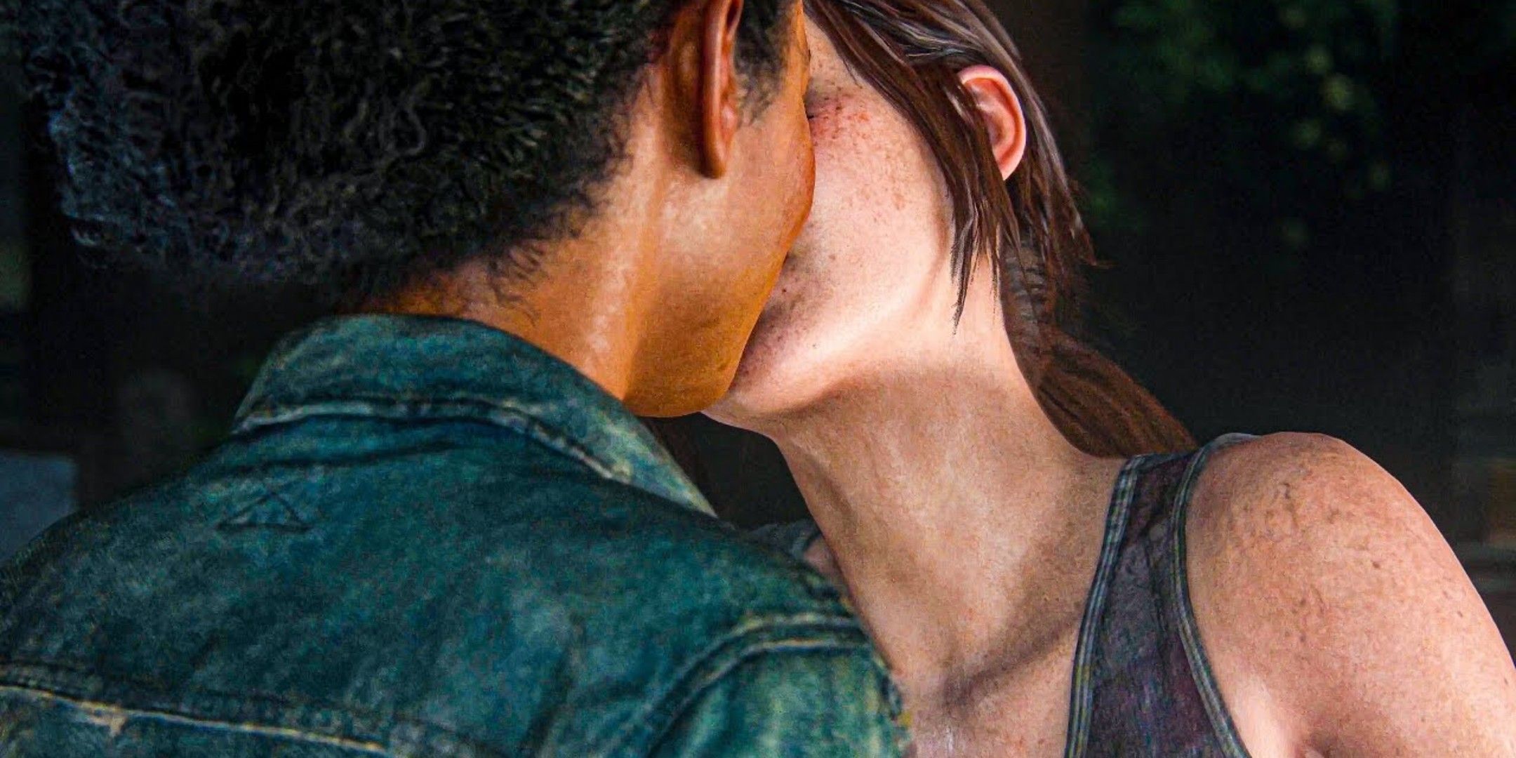 Riley and Ellie kissing in The Last of Us: Left Behind.