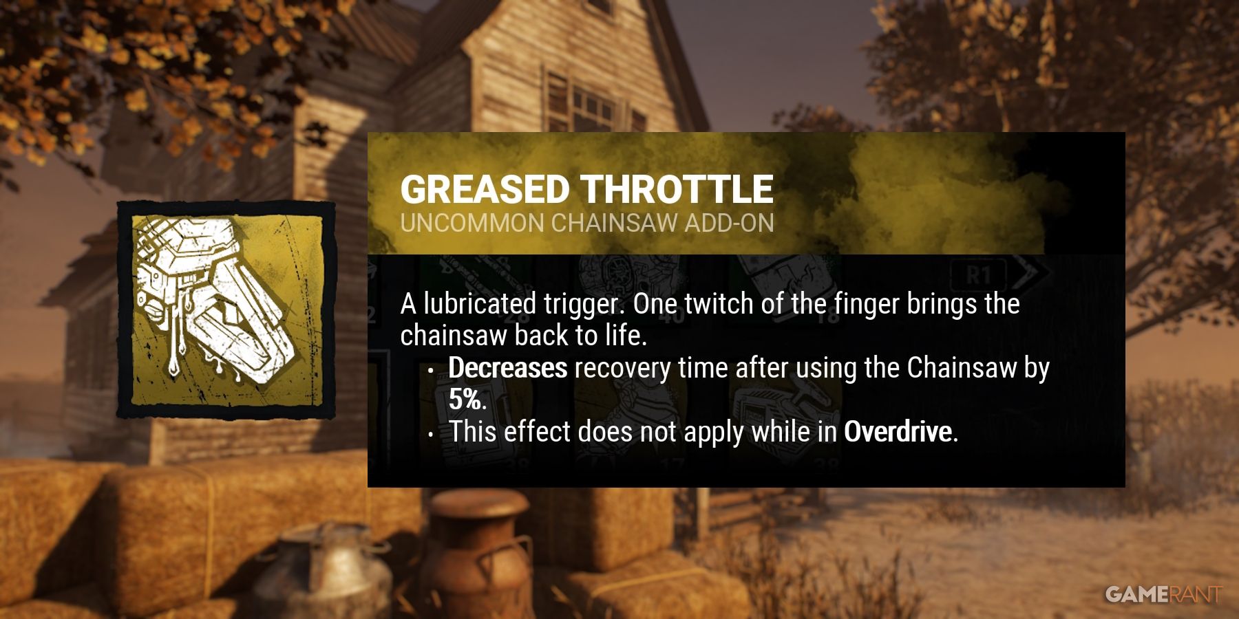 dead by daylight the hillbilly greased throttle addon