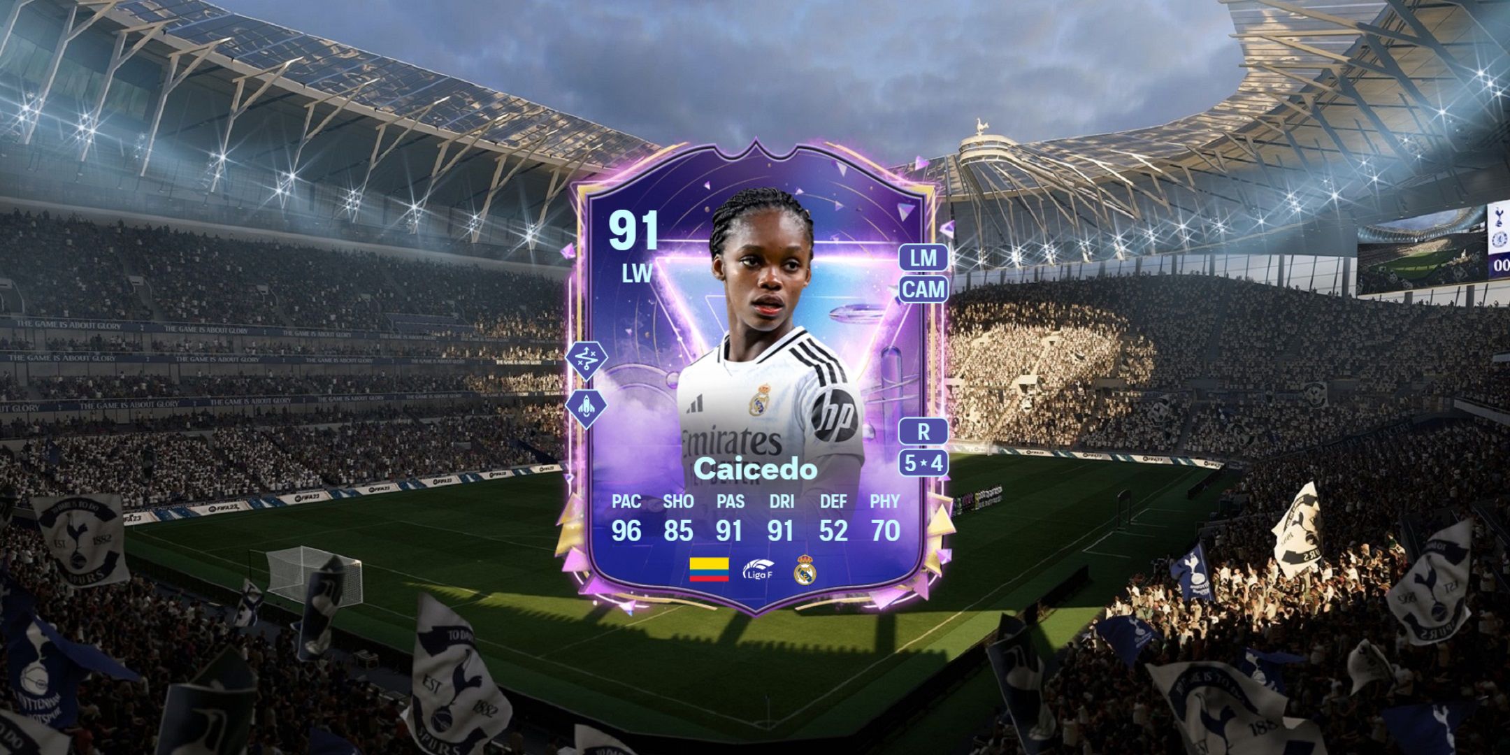 Linda Caicedo;s card in EA Sports FC 25.