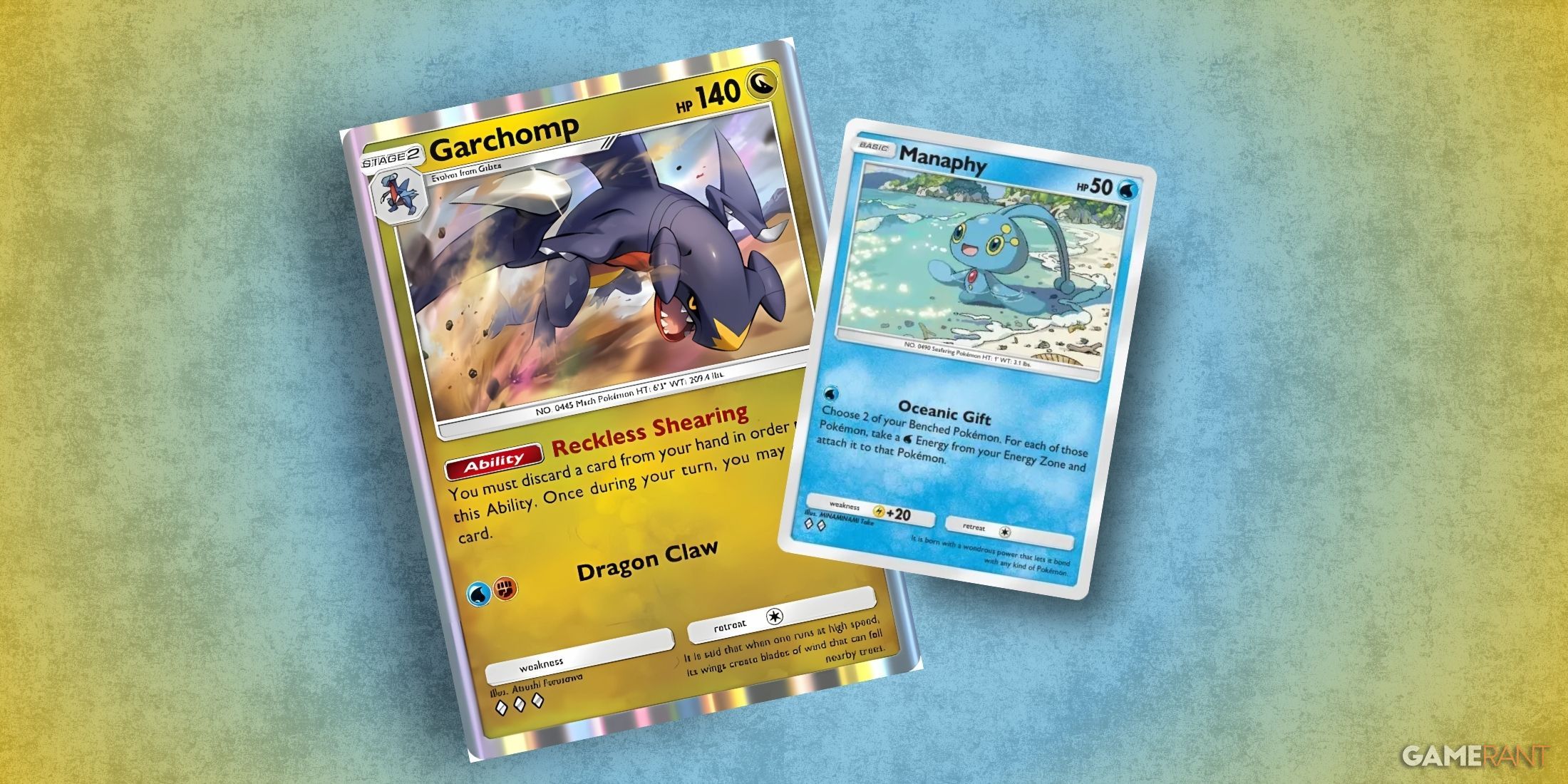 manaphy and garchomp in pokemon tcg pocket.