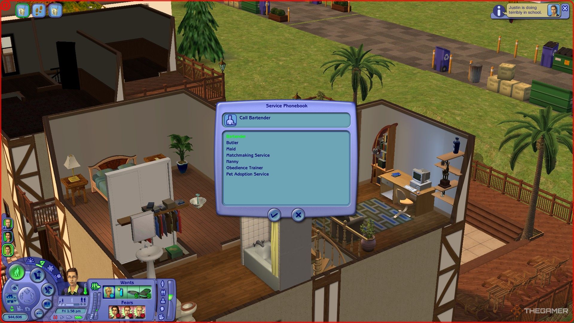 Services that are available in an apartment are shown in The Sims 2.