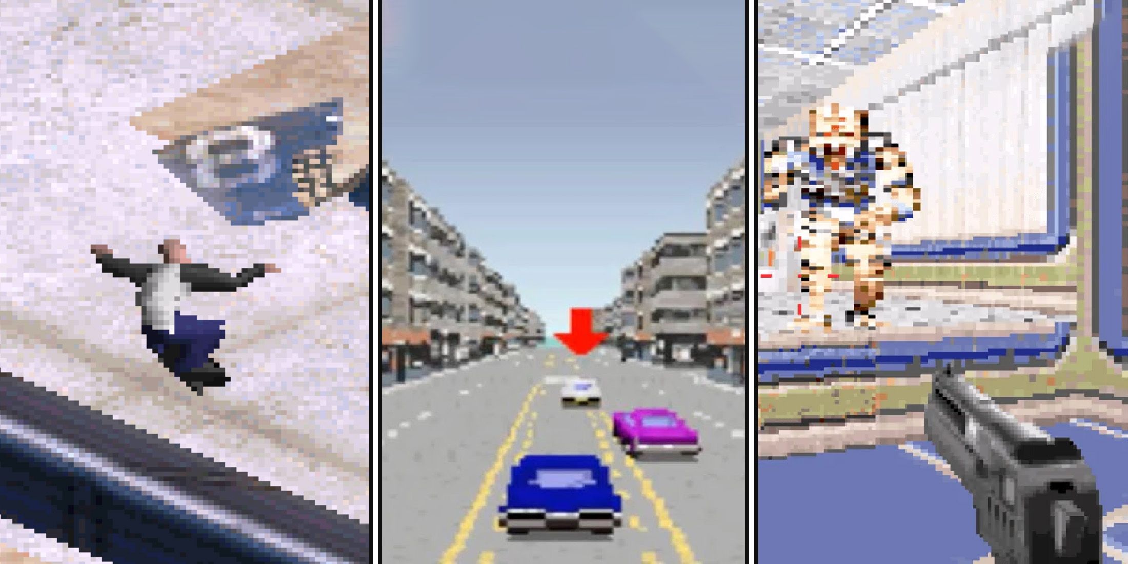 Split image of Tony Hawk's Pro Skater 2, Driver 2 and Duke Nukem Advance