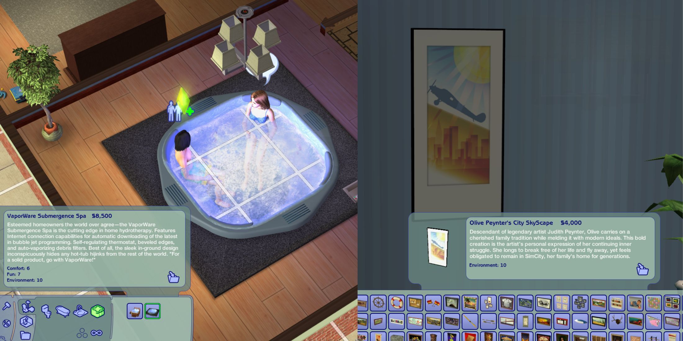 VaporWave Submergence Spa, Olive Peynter's City SkyScape in the Sims 2