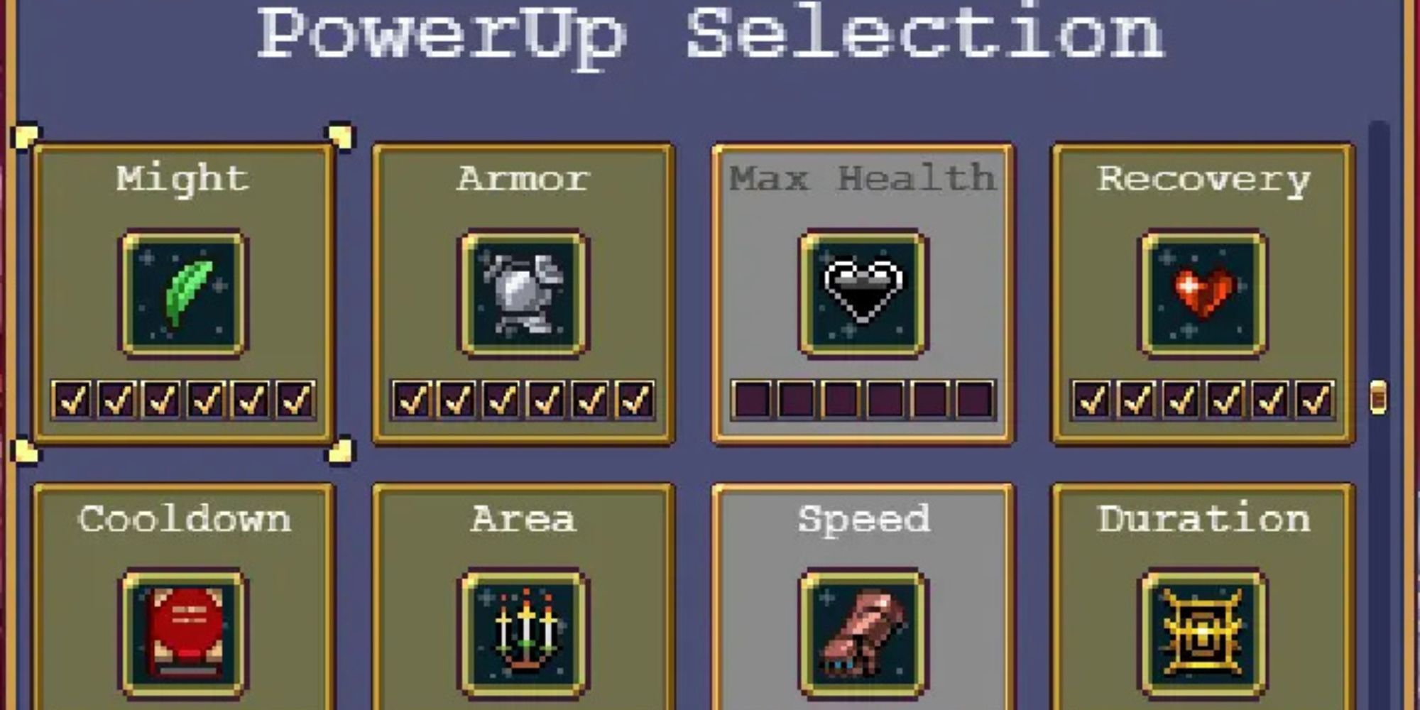 Extended Power Up Levels mod in Vampire Survivors