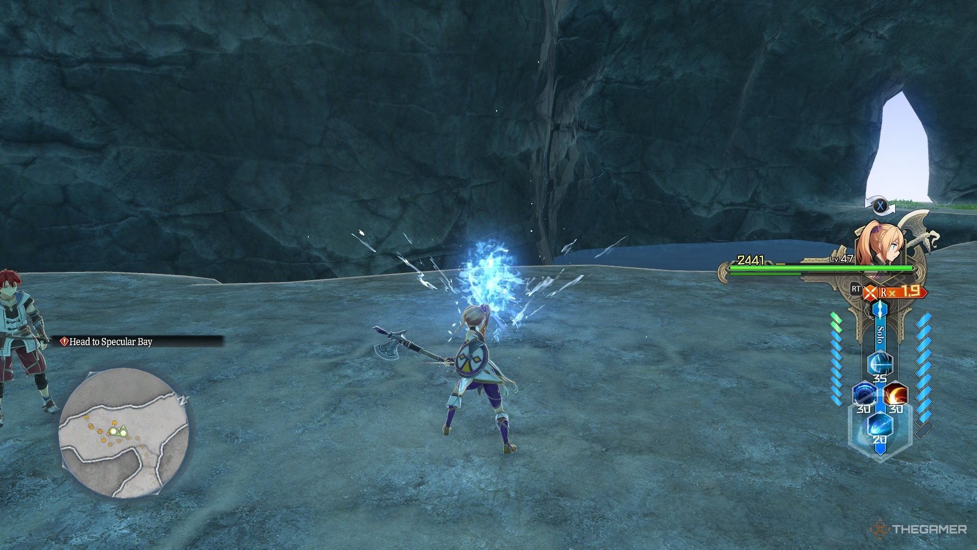 Karja using Water Bolt in Ys X: Nordics.