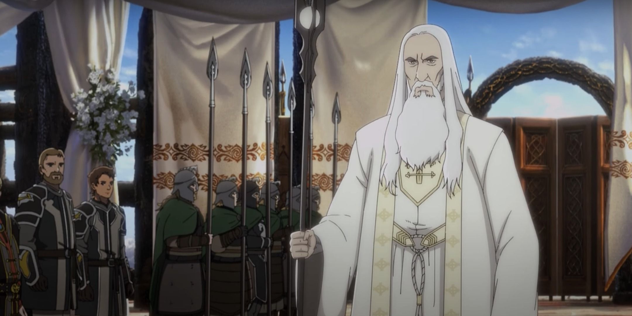 Saruman the Wise in the new council of Rohan in Lord of the Rings: The War of the Rohirrim.