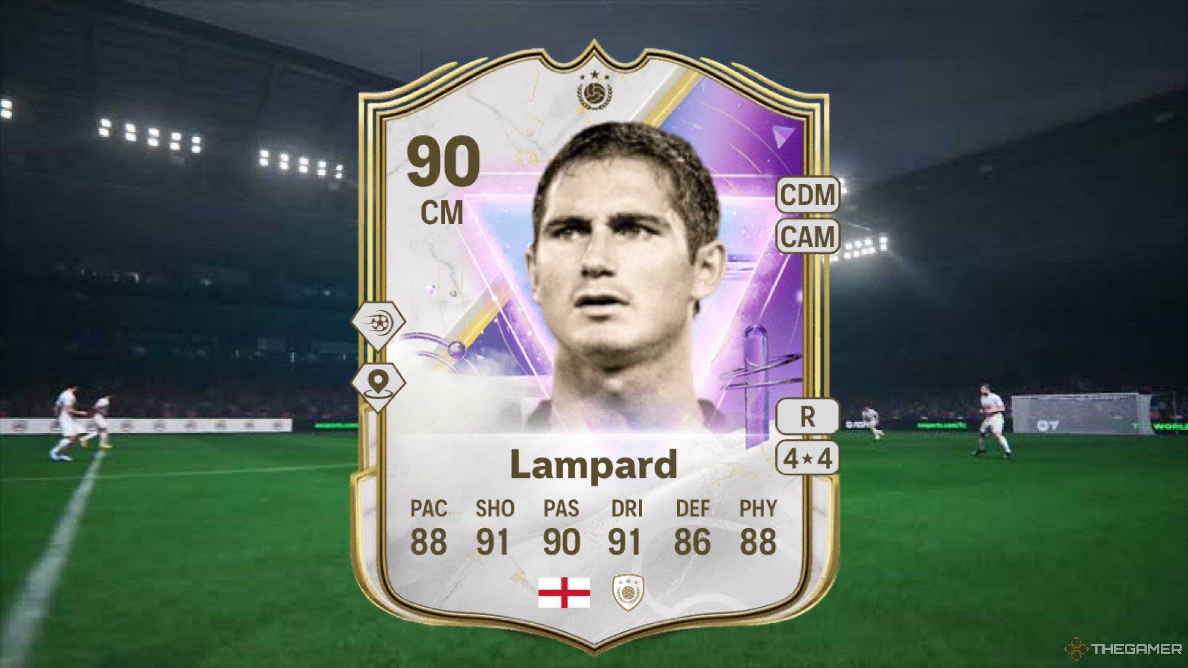 Image showing Lampard card against a faded pitch background.