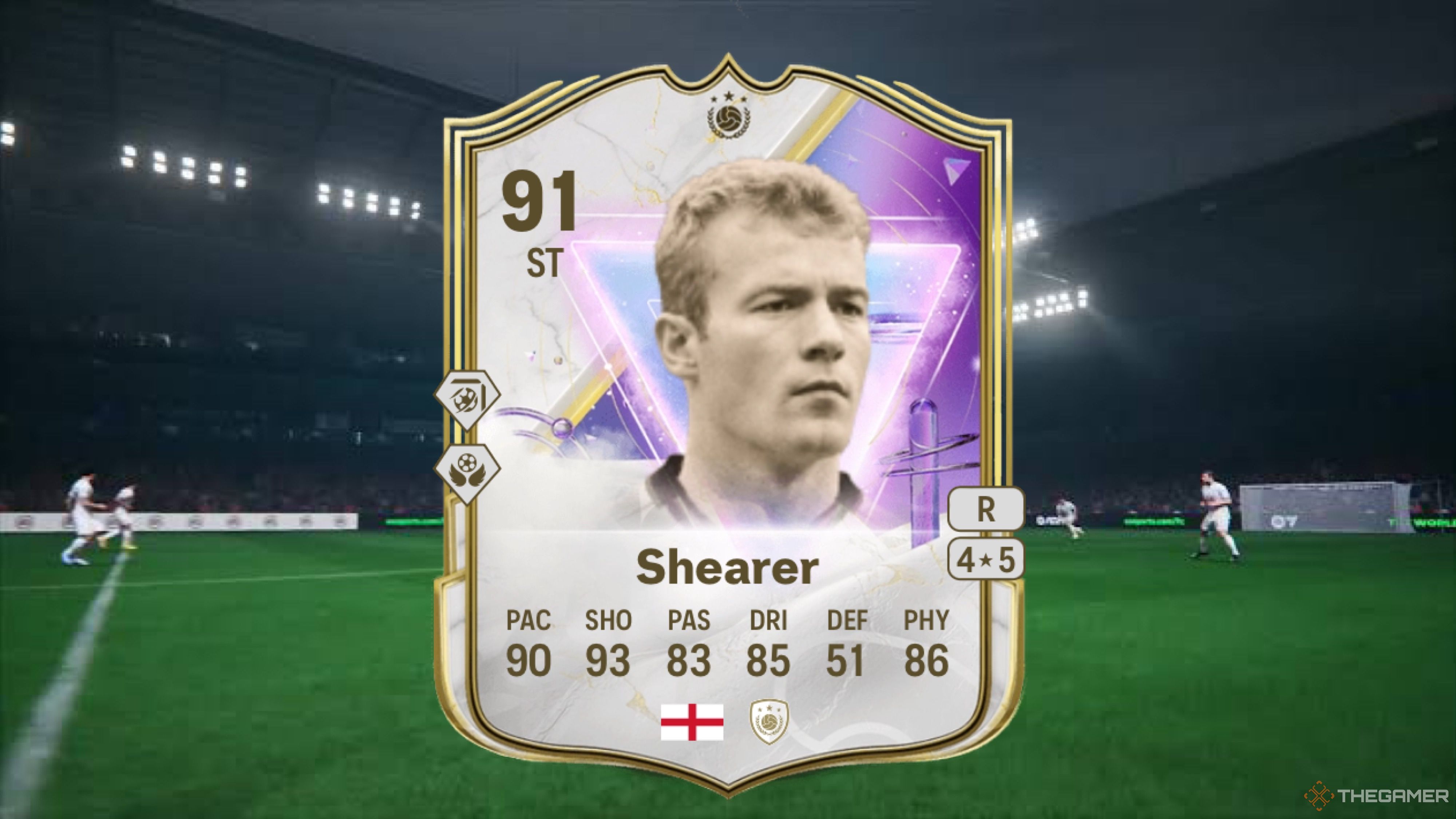 Image showing Shearer card against a faded pitch background.