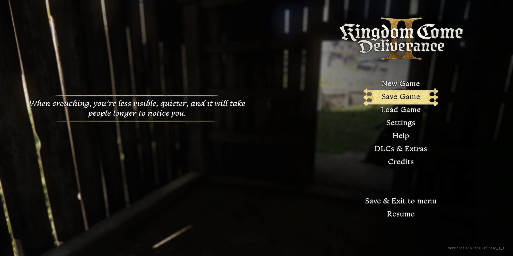 The Save Game Option In The Main Menu 