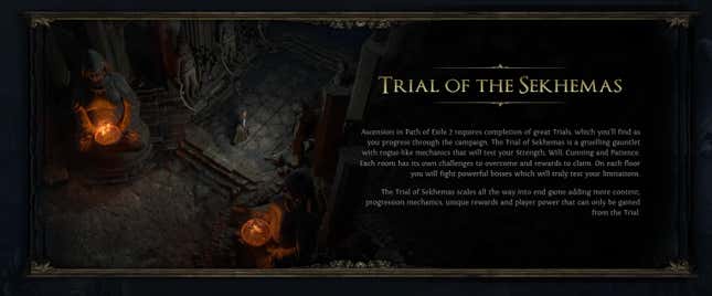 A description of the Trial of Sekhemas in Path of Exile 2.