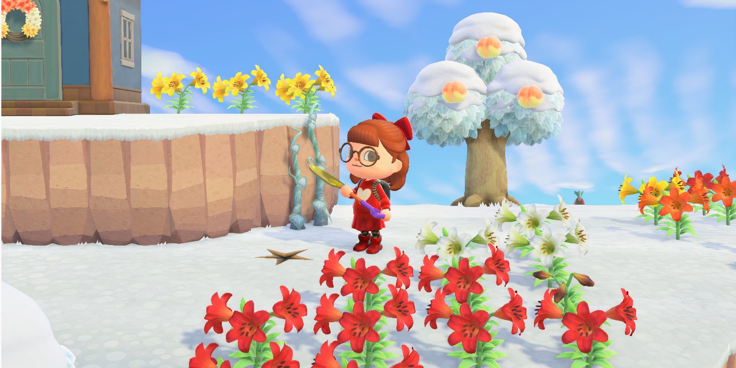 Character ready to dig up treasure in Animal Crossing: New Horizons