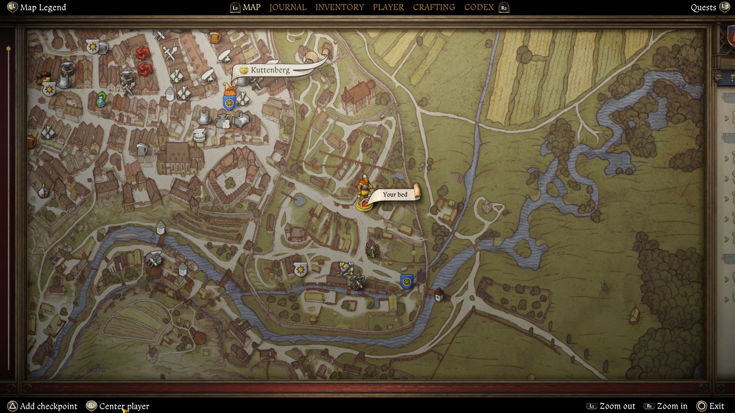 A picture of the player bed location on the map - Kingdom Come Deliverance 2