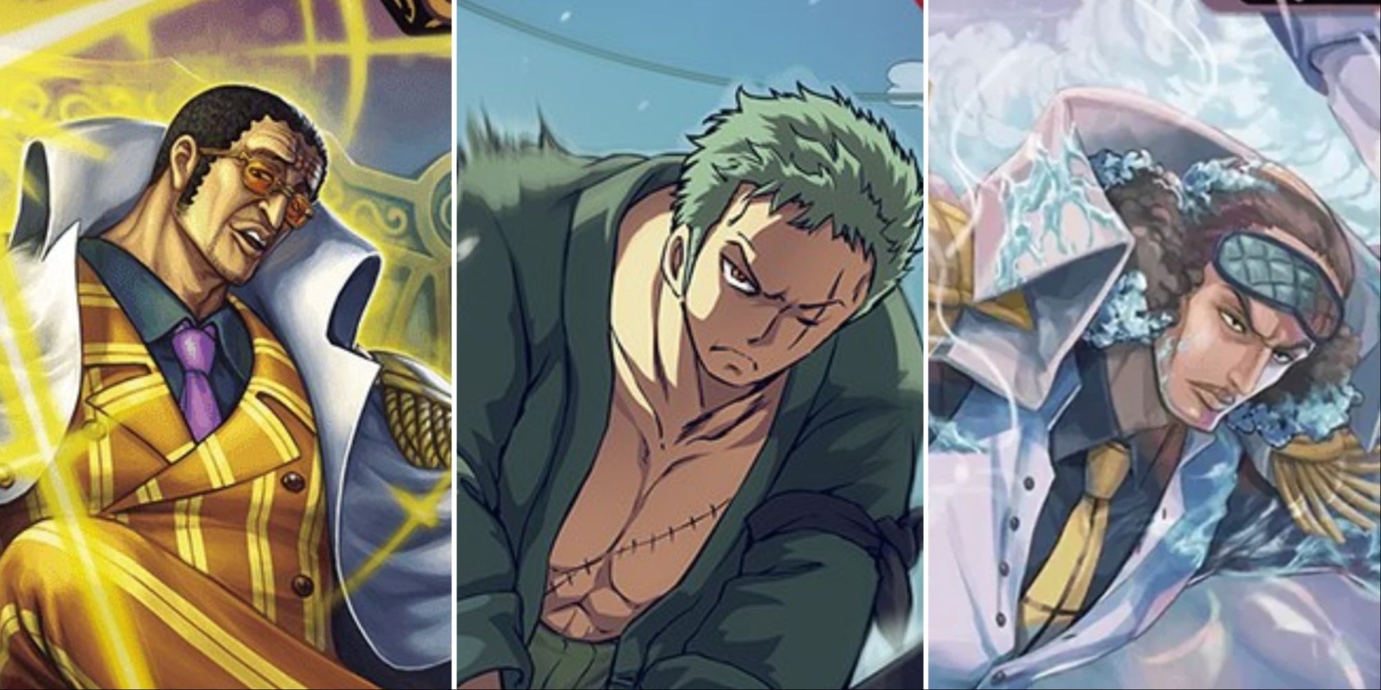 borsalino roronoa zoro and kuzan promo card art one piece card game