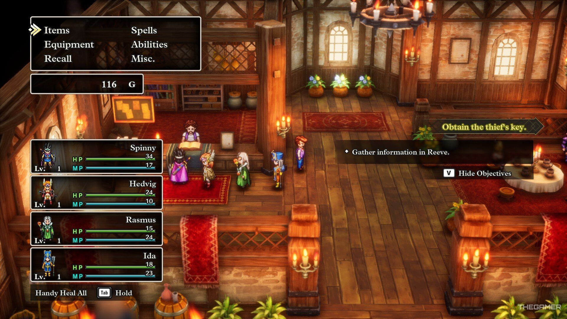 A status screen showing companions in Dragon Quest 3 HD-2D Remake.