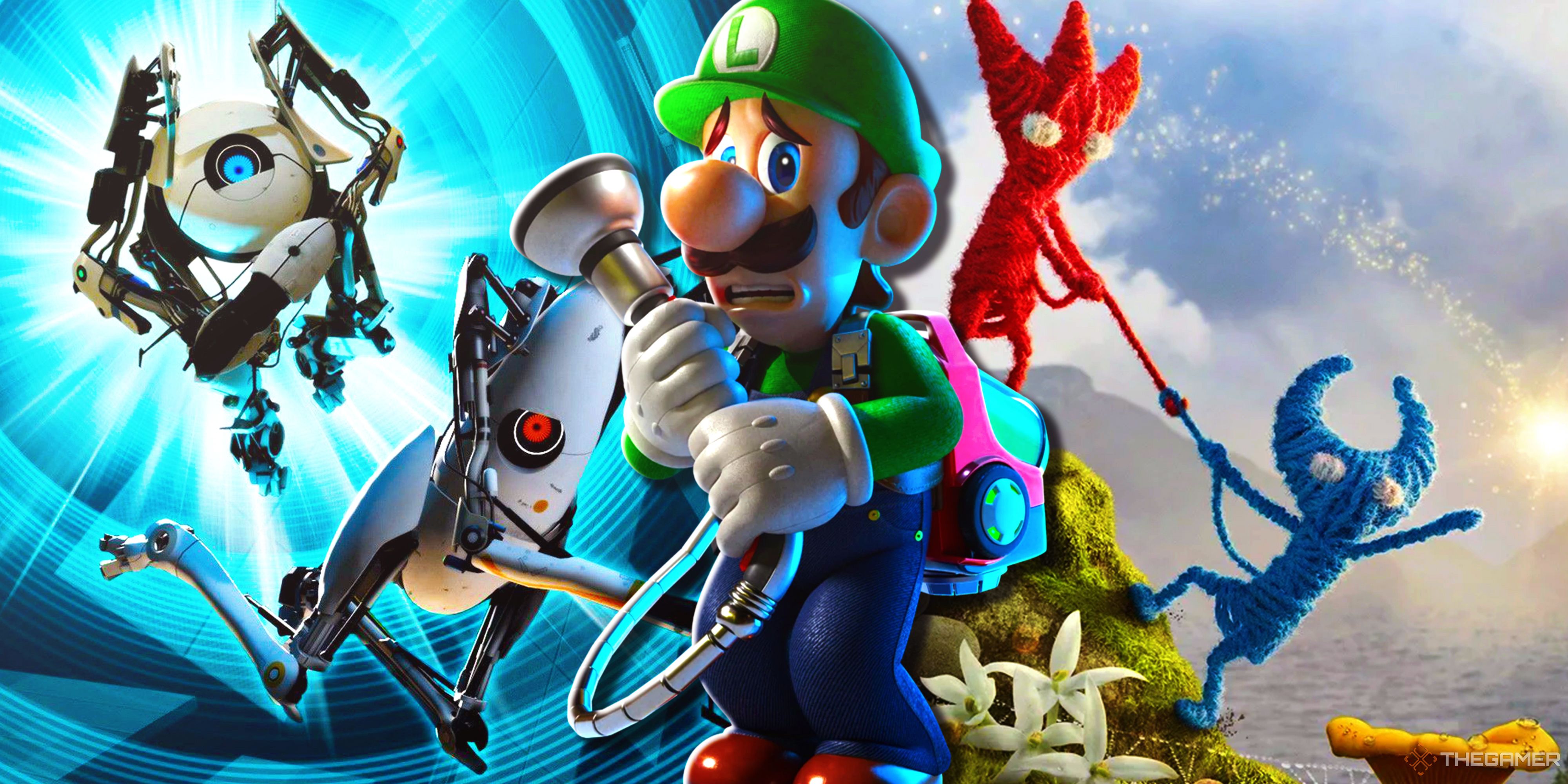 Portal 2, Luigi's Mansion 3 and Unravel 2.