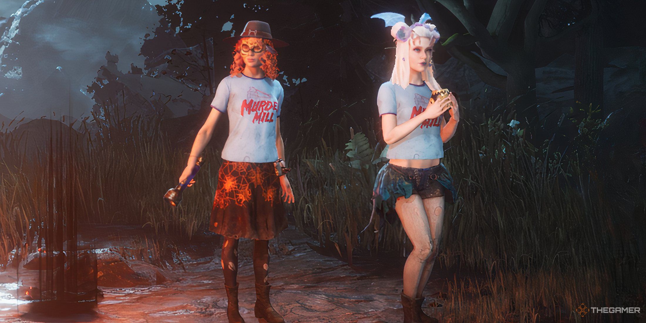 Two characters in DBD wearing the Murder Mill shirt.