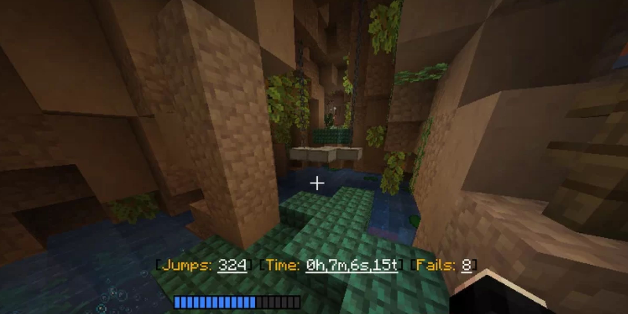 A Player Running Through A Jungle Tunnel Cave In The Noob To Winner Map In Minecraft.