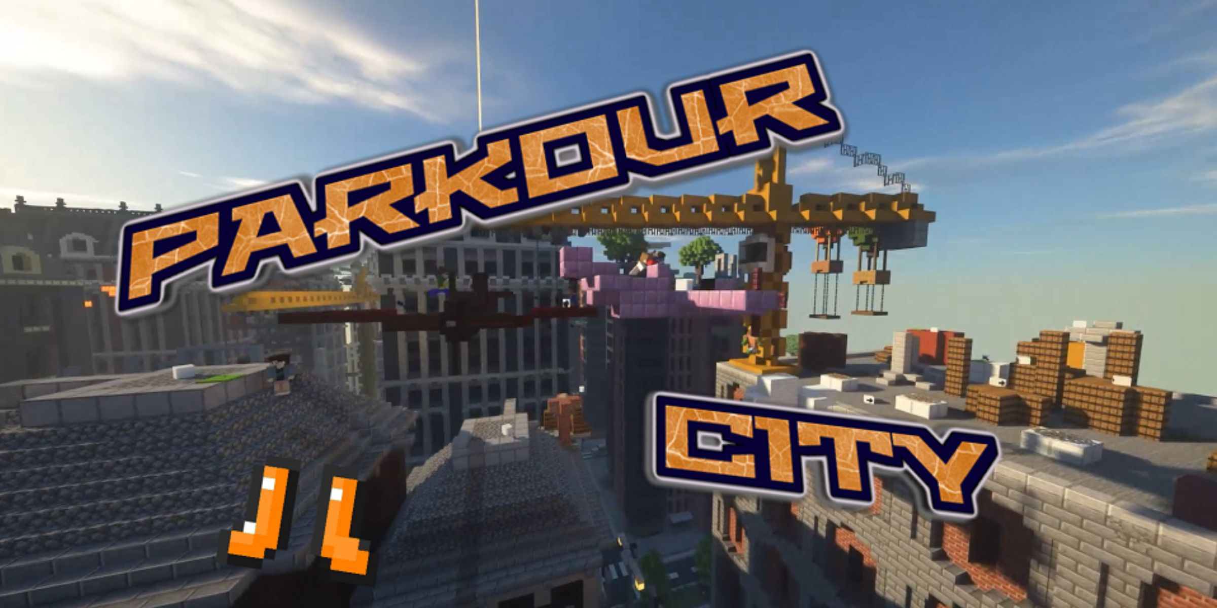 A Modern City Made In Minecraft With The Text Parkour City From The Map Parkour City.