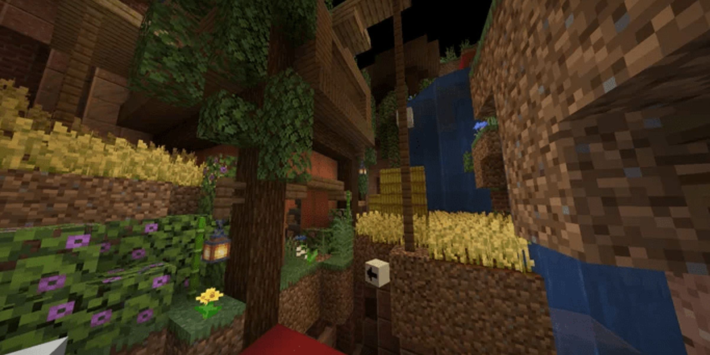 Player standing on a parkour course in Minecraft