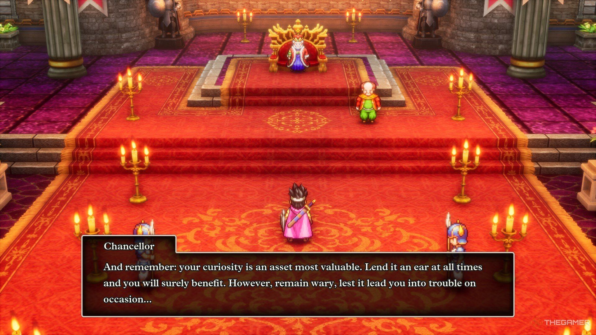 The king gives Erdrick advice in Dragon Quest 3.