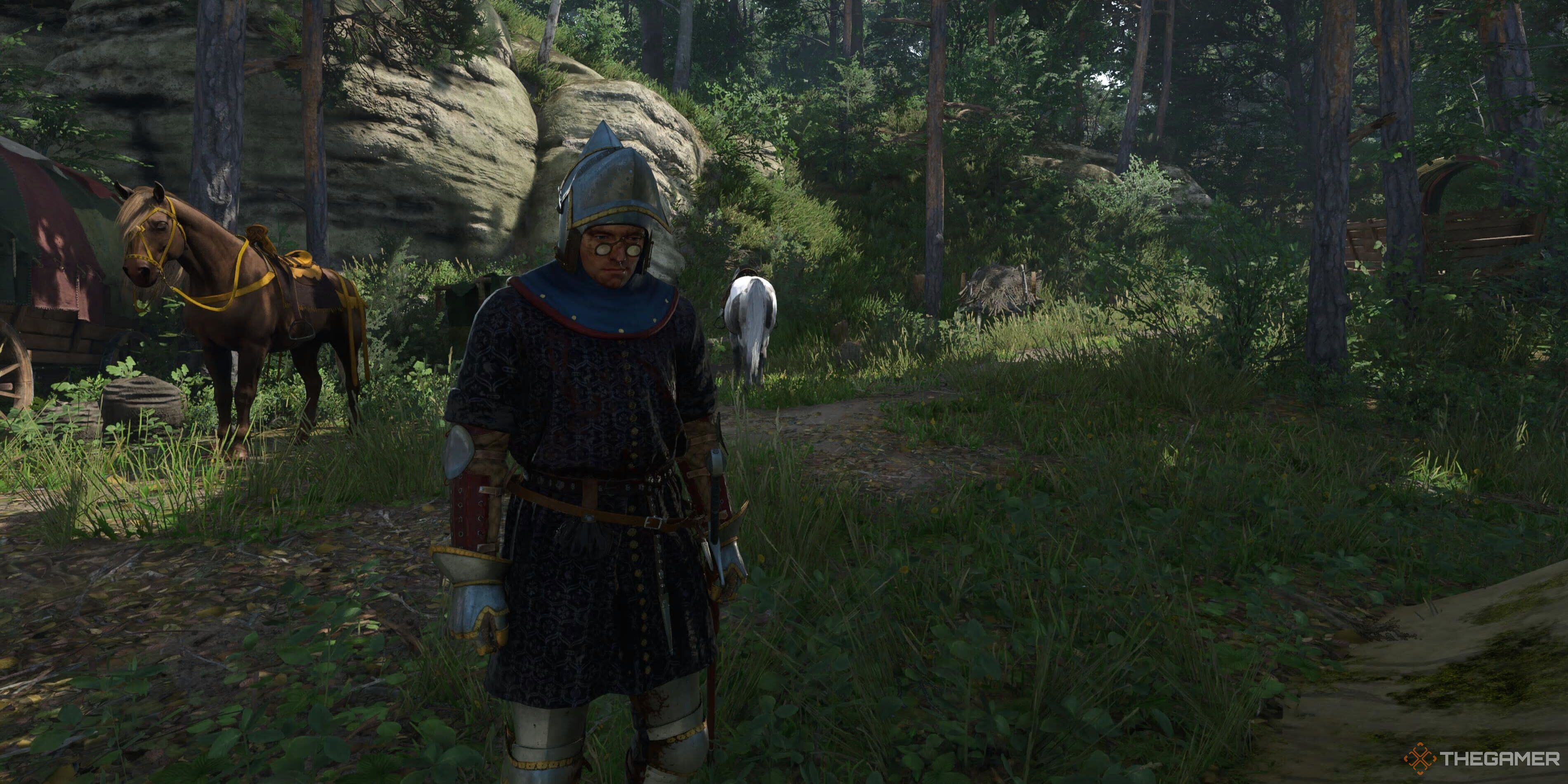 Henry in a forest in Kingdom Come: Deliverance 2.