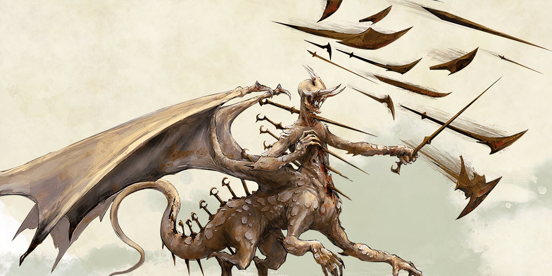 A beastial creature with the body of a centaur, with claws on its legs, scales and wings, from Dungeons & Dragons