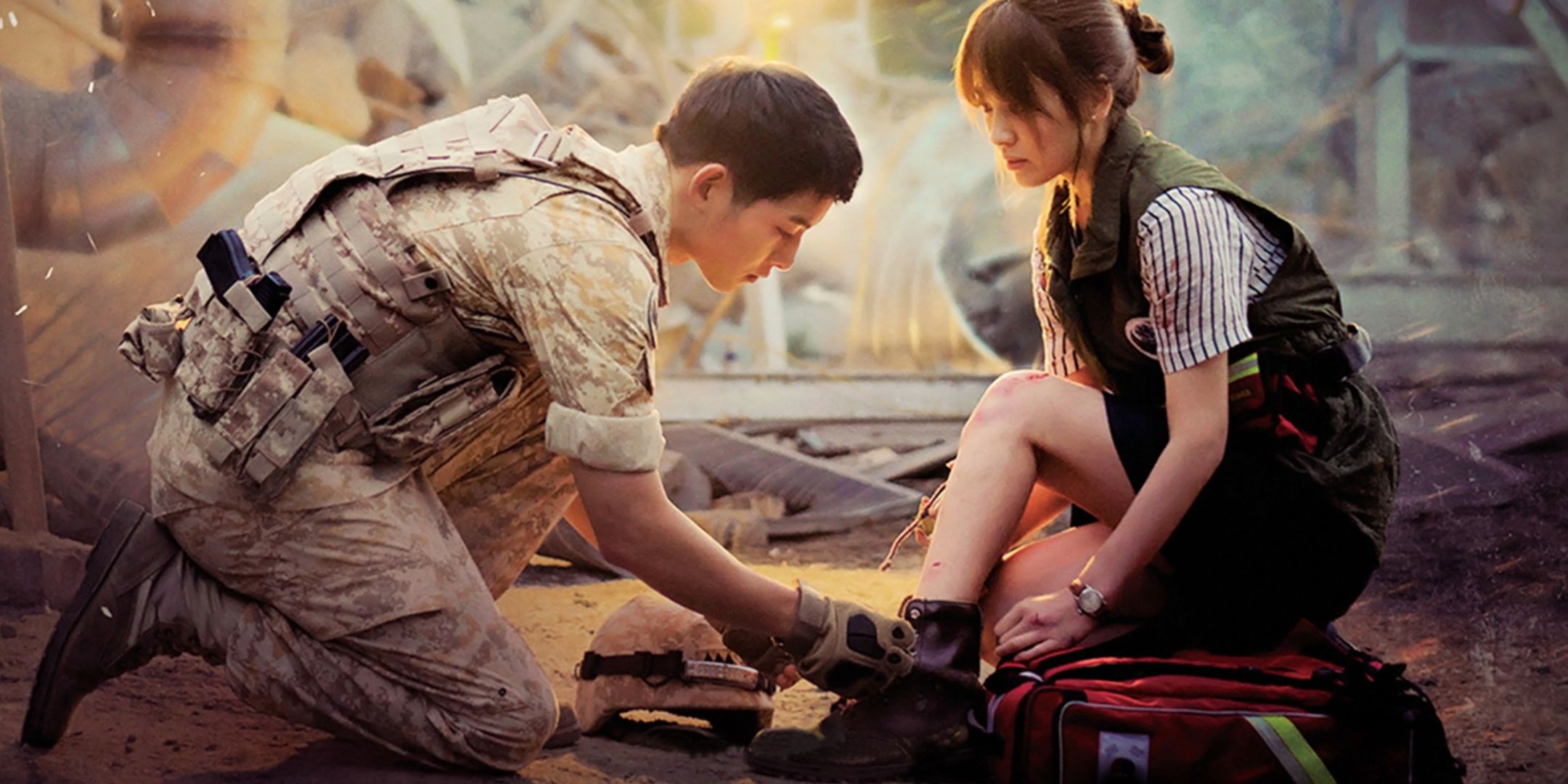 A promotional poster of Descendants of the Sun.