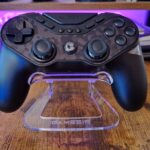 A GameSir Tarantula Pro review image of the gamepad on its stand