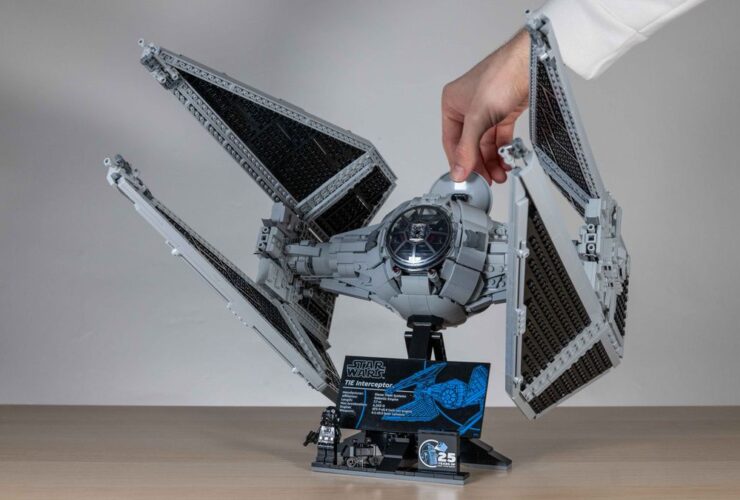 Lego TIE Interceptor close-up of TIE Pilot Minifigure sat in cockpit