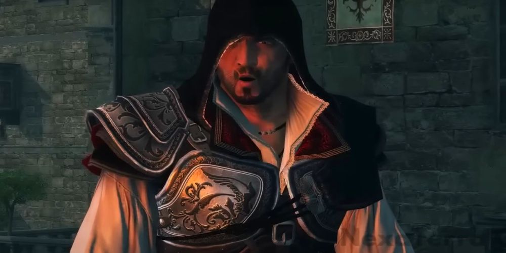 Ezio making a speech in Assassin's Creed