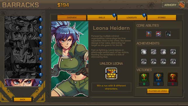 A screenshot shows Leona Heidern in a character unlock screen.