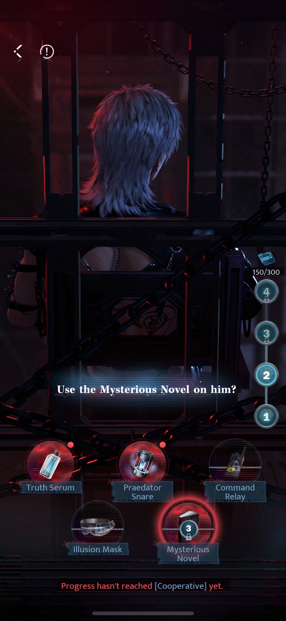 Love And Deepspace: An image of Sylus in the interrogation screen.