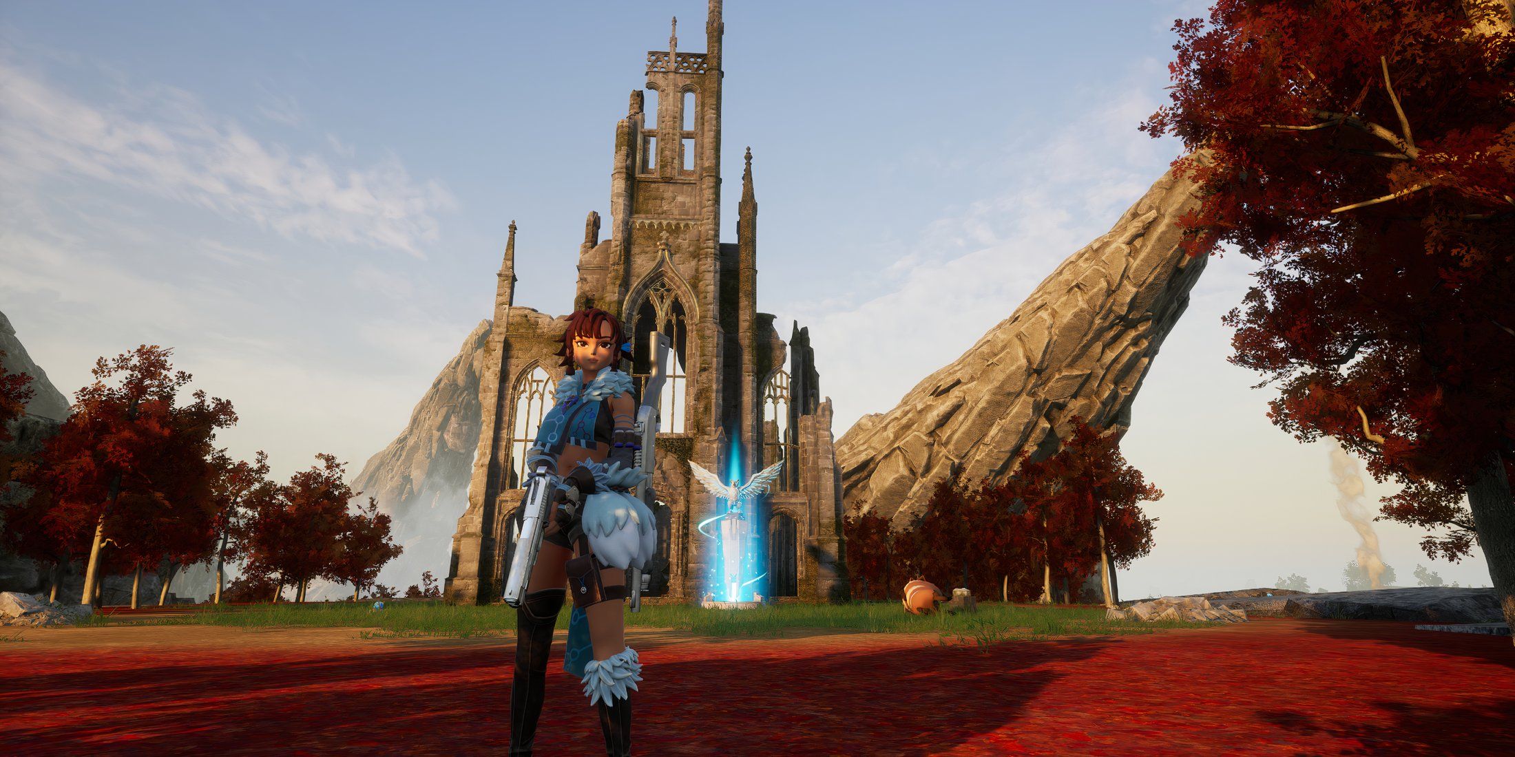 Screenshot showcasing Desolate Church in Palworld