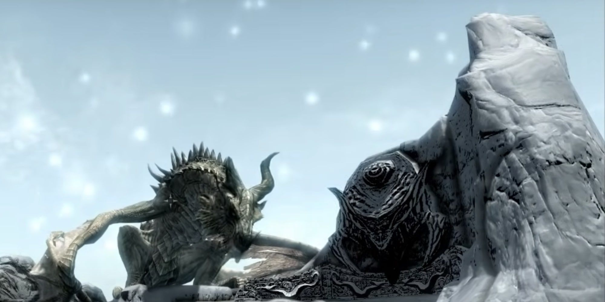 A still shot of Paarthurnax at the Throat of the World.