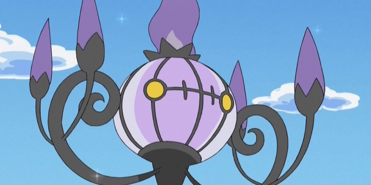 Pokemon Chandelure up close with sky background