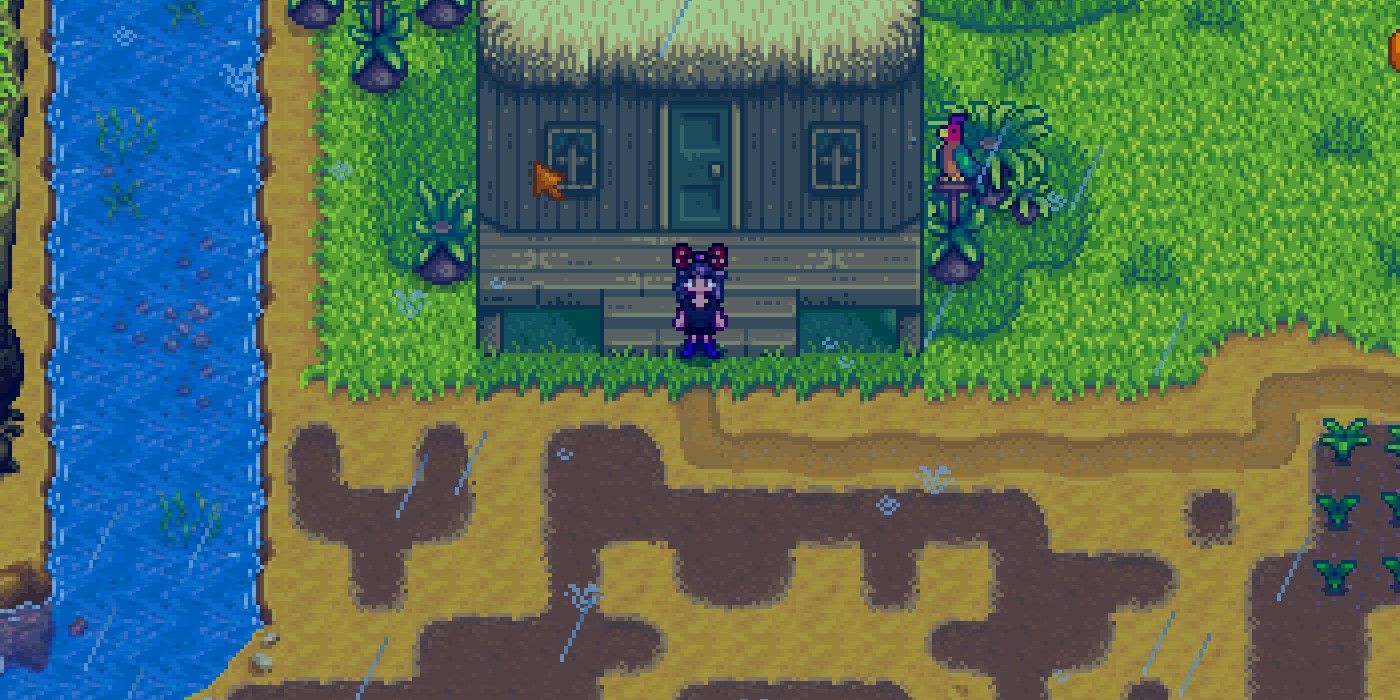 The Island farmhouse with plowed sand in Stardew Valley.