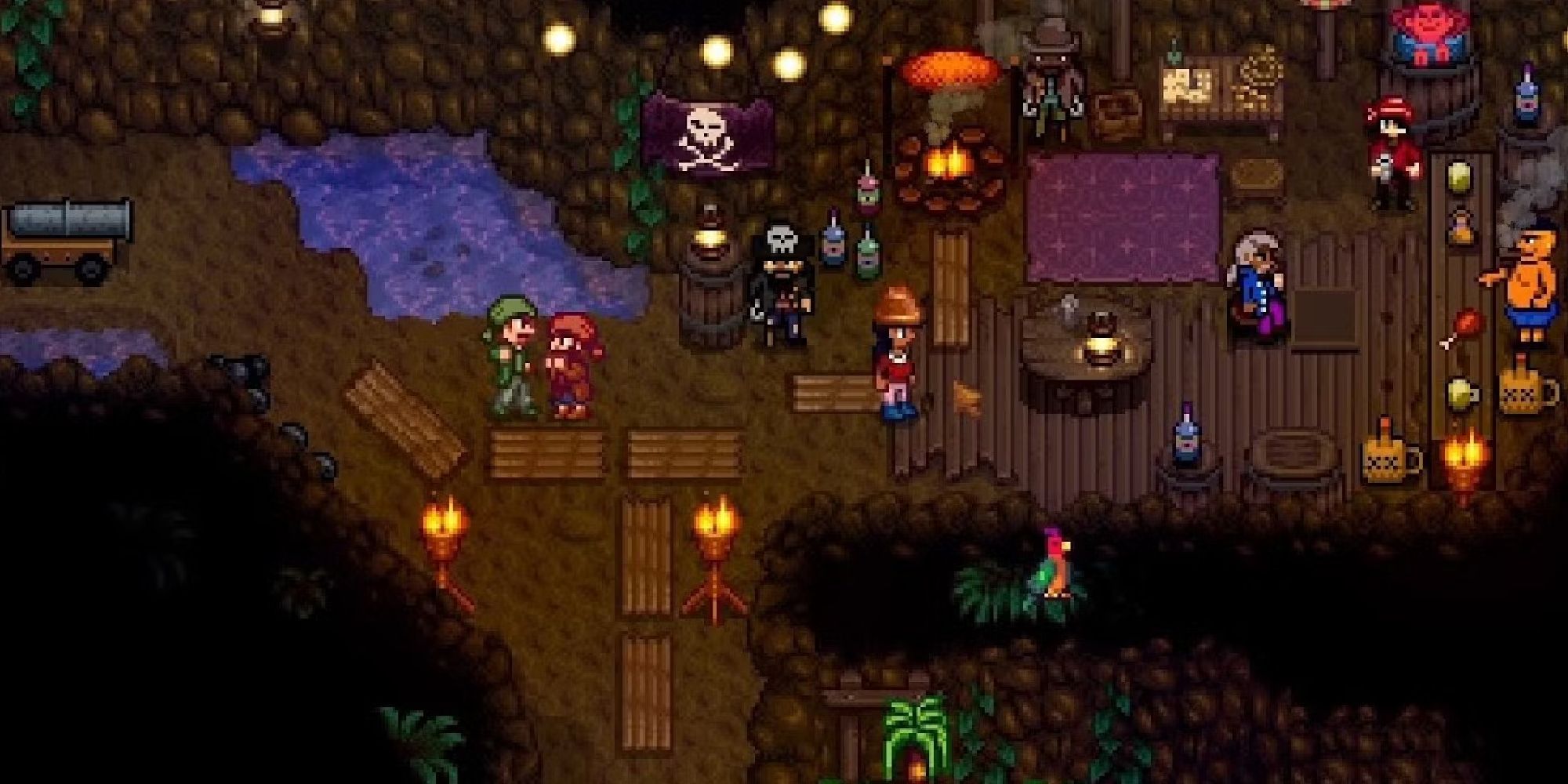 The inside of Pirate Cove in Stardew Valley. 