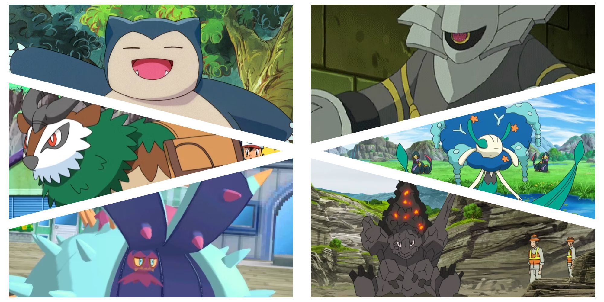 Snorlax, Dusknoir, Florges, Coalossal, Toxapex, and Gogoat in Pokemon