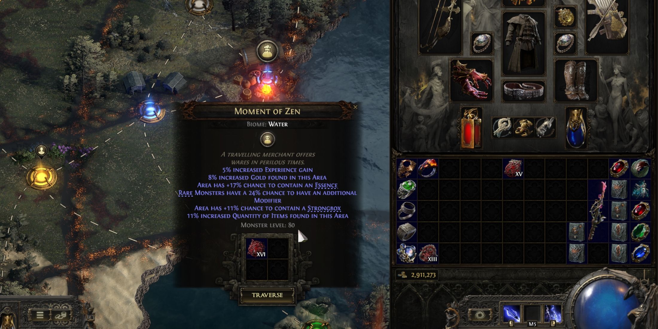 using a tier 16 map on moment of zen in path of exile 2