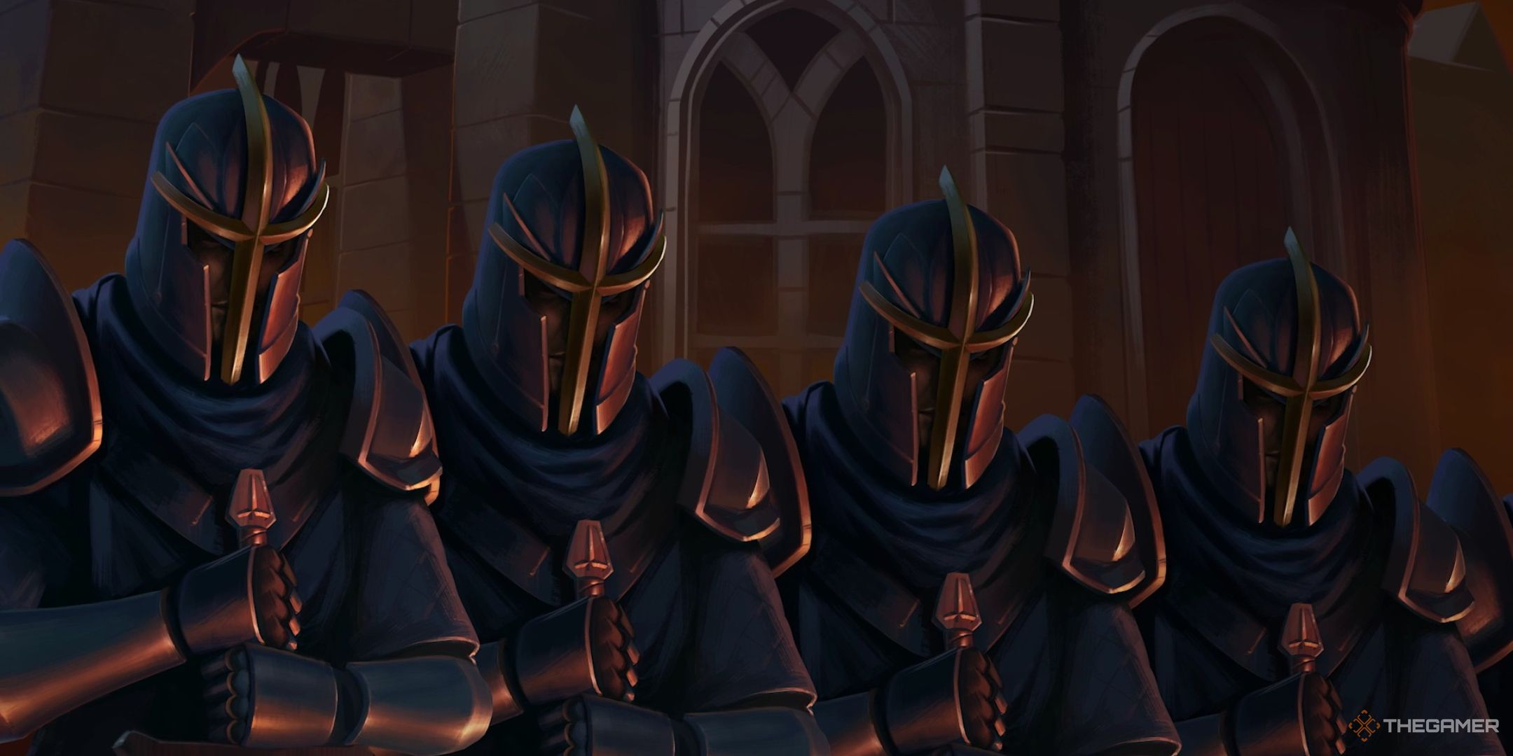 knights of the order standing in a row in in age of darkness: final stand.