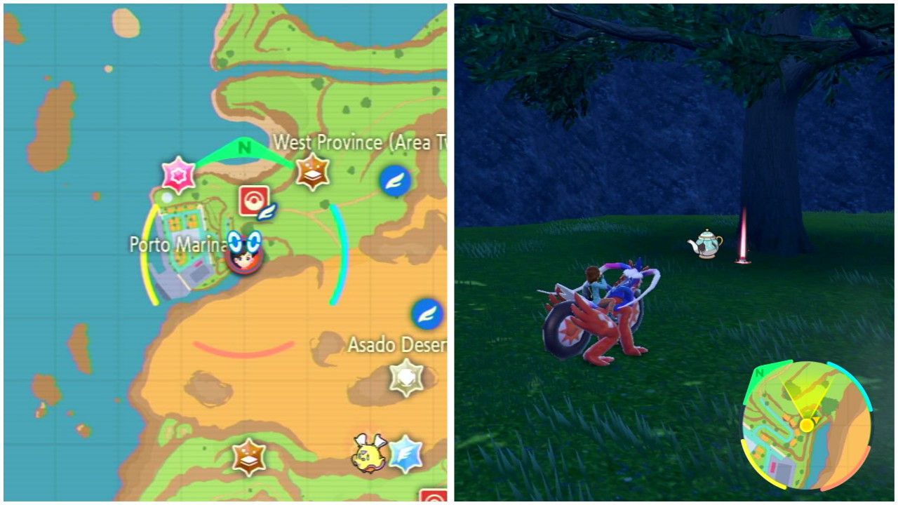 Location Of The Chipped Pot on the map In Pokemon Scarlet And Violet.