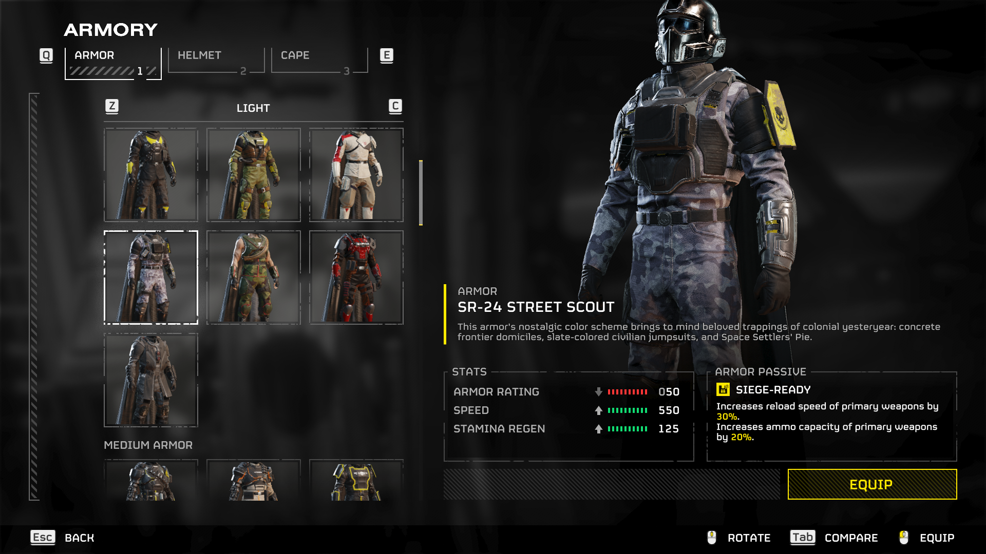 The Street Scout armor set in HD2