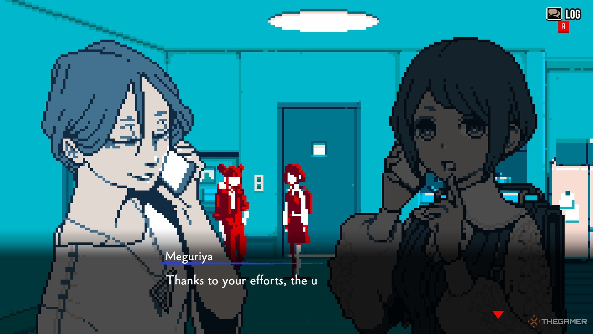 Director Meguriya calls Azami at Mio's place in Urban Myth Dissolution Center.