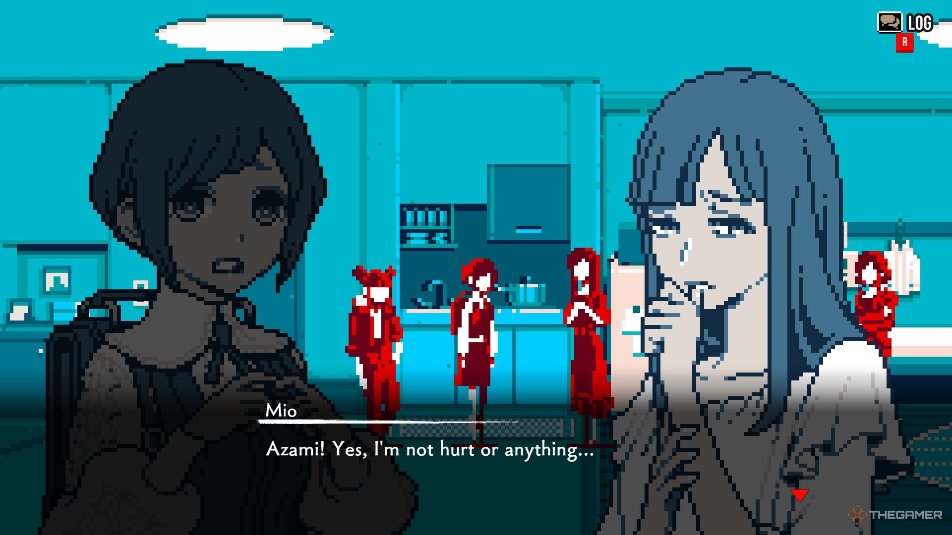 Azami talks with Mio at her apartment in Urban Myth Dissolution Center.