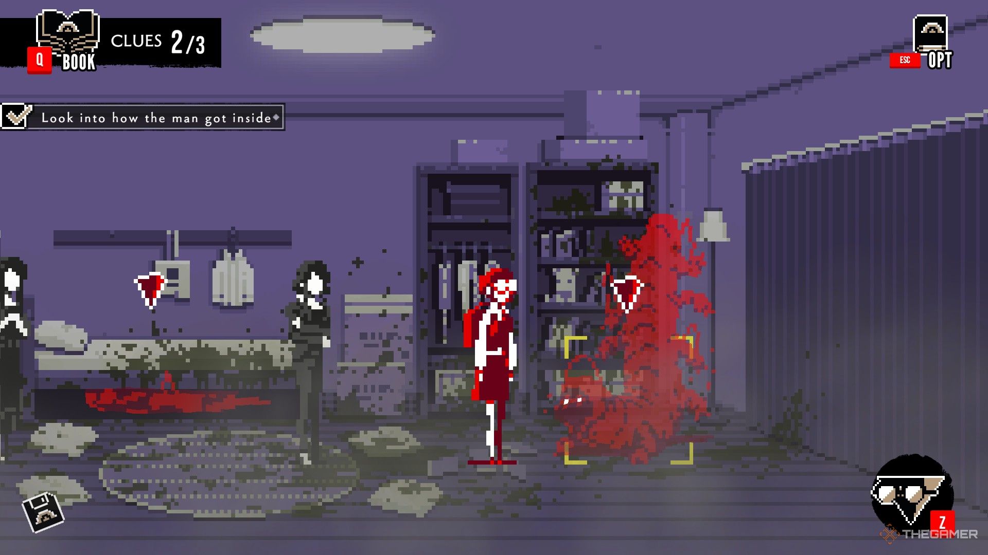 Azami is standing next to the centipede-like shadow in Urban Myth Dissolution Center.