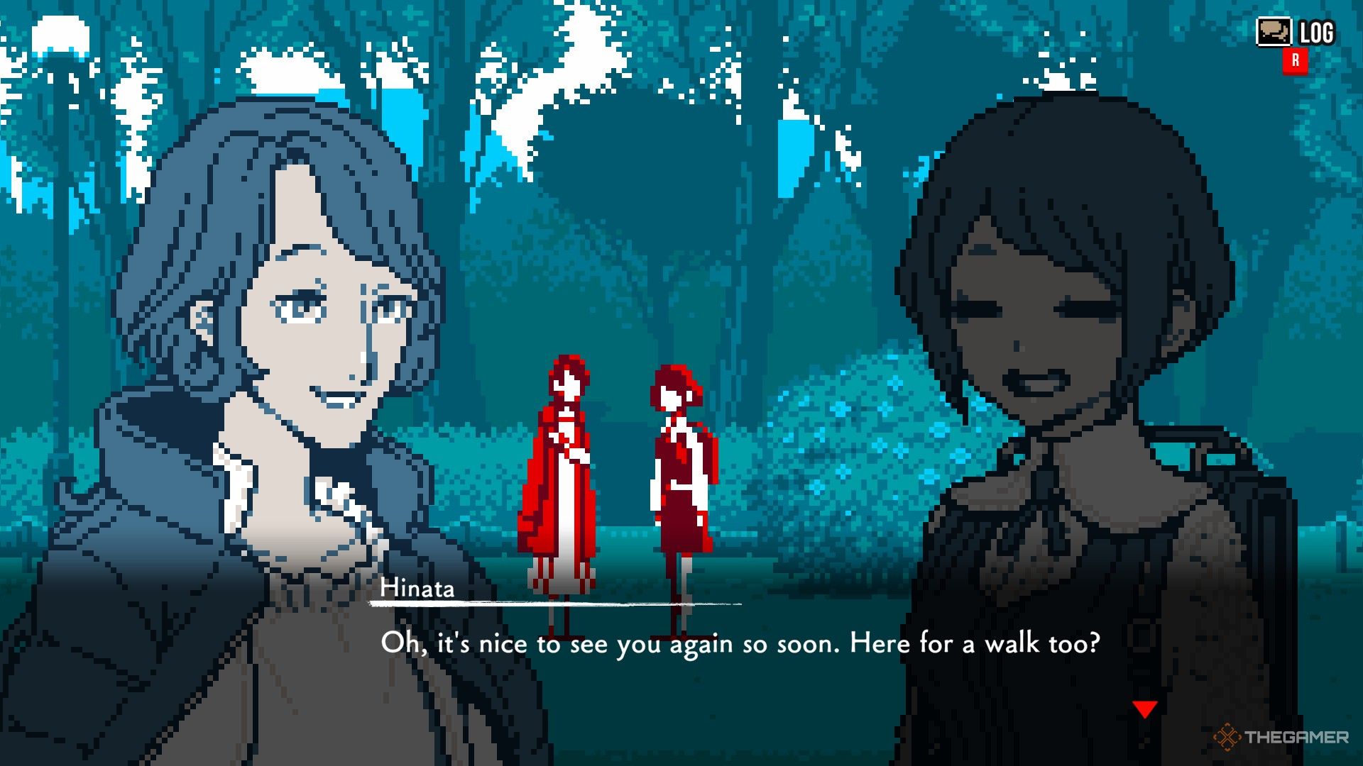 Azami is speaking with Hinata at the Umeki Park in Urban Myth Dissolution Center.